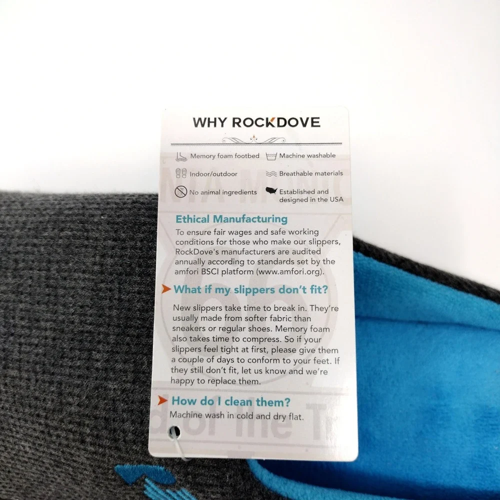 RockDove Memory Foam Clog Slippers Gray Blue Indoor Outdoor XL 11-12 NEW